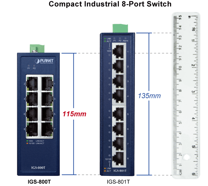 IGS-800T — Compact Industrial 8-Port 10/100/1000T Gigabit Ethernet Switch, vista 4