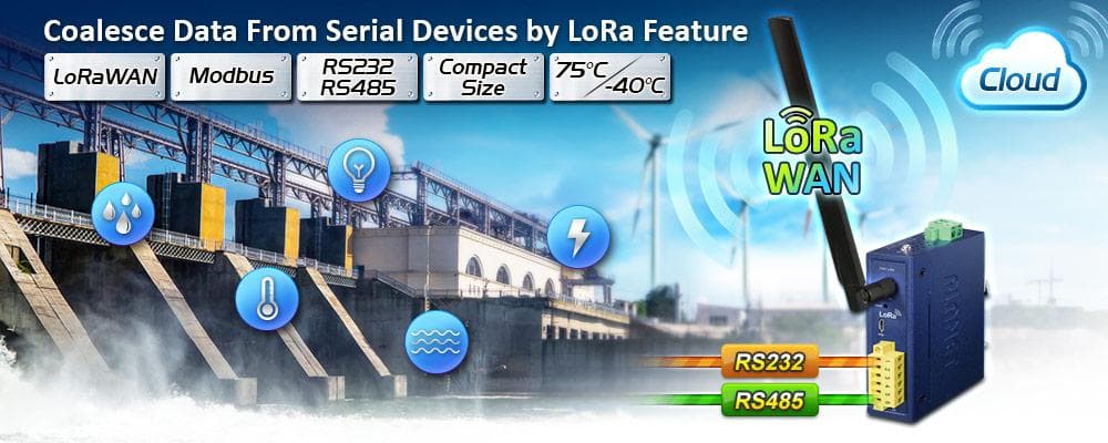 LN1130 — Industrial IP30 LoRa Node Controller (Modbus RS232, RS485, EU868/US915 Sub 1G), vista 5