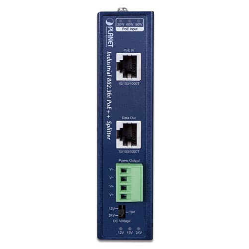 IPOE-173S — Industrial Single-Port 10/100/1000Mbps 802.3bt PoE++ Splitter, vista 2