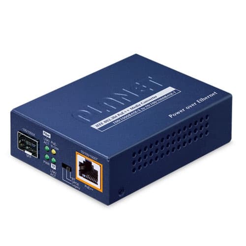 GUP-805A-95W — 100/1000BASE-X SFP to 10/100/1000BASE-T 802.3bt PoE++ Media Converter (95 Watts)