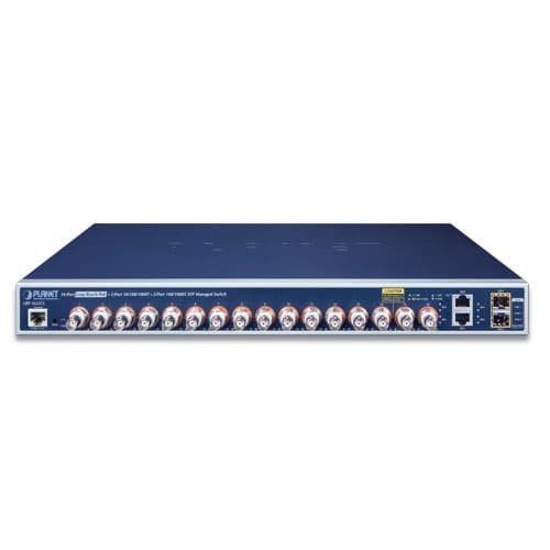 LRP-1622CS — 16-port Coax + 2-port 10/100/1000T + 2-port 100/1000X SFP Long Reach PoE over Coaxial Managed Switch, vista 2