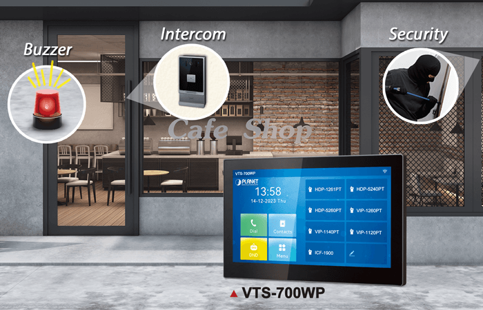 VTS-700WP — 7-inch SIP Indoor Touch Screen PoE Video Intercom with Built-in Wi-Fi, vista 5