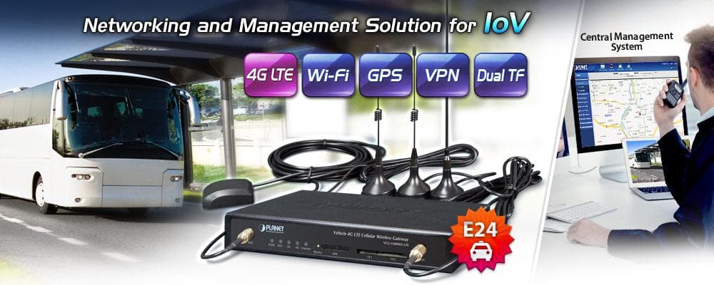 VCG-1500WG-LTE — Vehicle 4G LTE Cellular Wireless Gateway with 5-Port 10/100TX (1-SIM Card Slot, 802.11n, GPS, -25~65 degrees C), vista 5