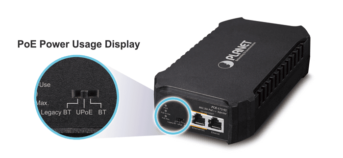 POE-175-95 — One-Port 10/100/1000Mbps 802.3bt PoE++ Injector, vista 8