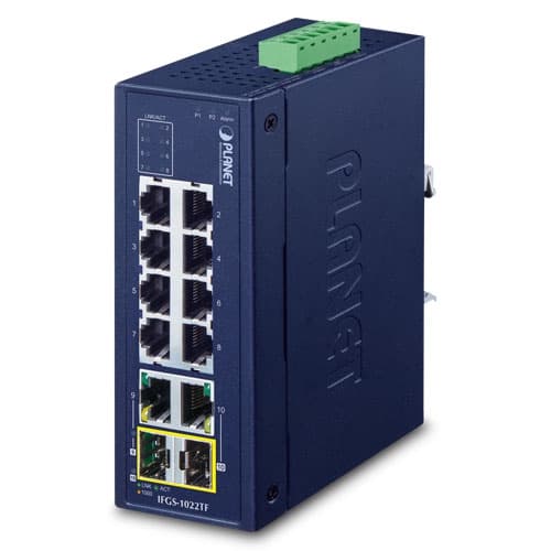 IFGS-1022TF — Industrial 8-Port 10/100TX + 2-Port Gigabit TP/SFP Combo Ethernet Switch