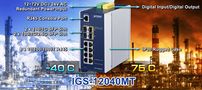IGS-12040MT — Industrial 8-Port 10/100/1000T + 2-Port 100/1G SFP + 2-Port 1G/2.5G SFP Managed Ethernet Switch, vista 11