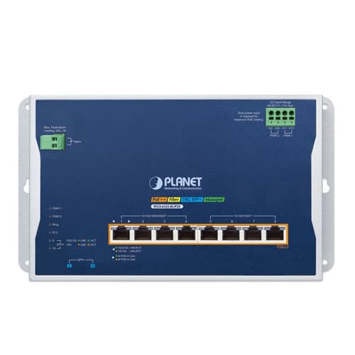 WGS-6325-8UP2X — Industrial L3 4-Port 2.5G 802.3bt PoE + 4-Port 10/100/1000T 802.3bt PoE + 2-Port 10G SFP+ Wall-mount Managed Switch, vista 2