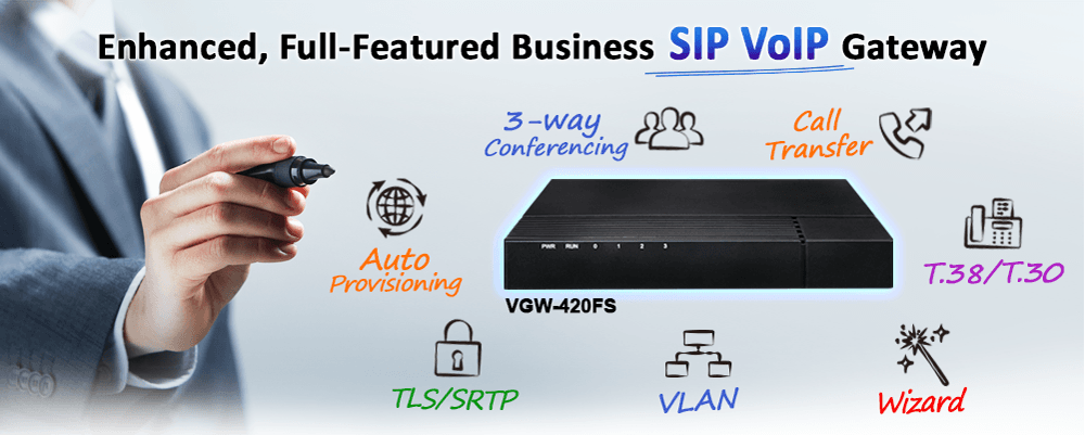 VGW-420FS — 4-Port SIP VoIP Gateway (4 FXS), vista 4