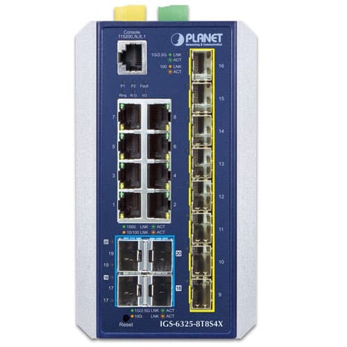 IGS-6325-8T8S4X — Industrial L3 8-Port 10/100/1000T + 8-Port 1G/2.5G SFP + 4-Port 10G SFP+ Managed Ethernet Switch, vista 2