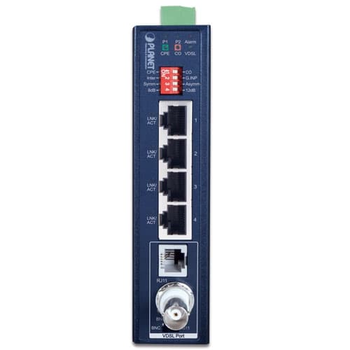 IVC-234GT — Industrial 1-Port BNC/RJ11 to 4-Port Gigabit Ethernet Extender, vista 2