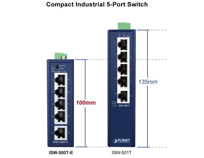 ISW-500T-E — Compact Industrial 5-Port 10/100TX Ethernet Switch, vista 5