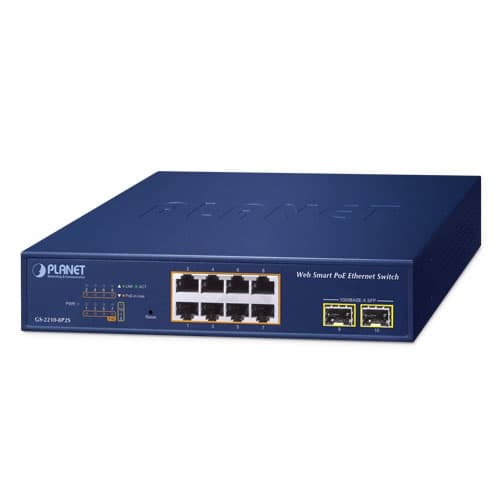 GS-2210-8P2S — 8-Port 10/100/1000T 802.3at PoE + 2-Port 1000X SFP Web Smart Ethernet Switch