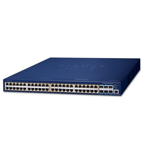 SGS-6310-48P6XR — L3 48-Port 10/100/1000T 802.3at PoE + 6-Port 10G SFP+ Stackable Managed Switch with 55V DC Redundant Power