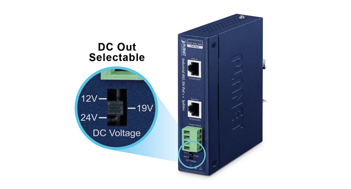 IPOE-173S — Industrial Single-Port 10/100/1000Mbps 802.3bt PoE++ Splitter, vista 4
