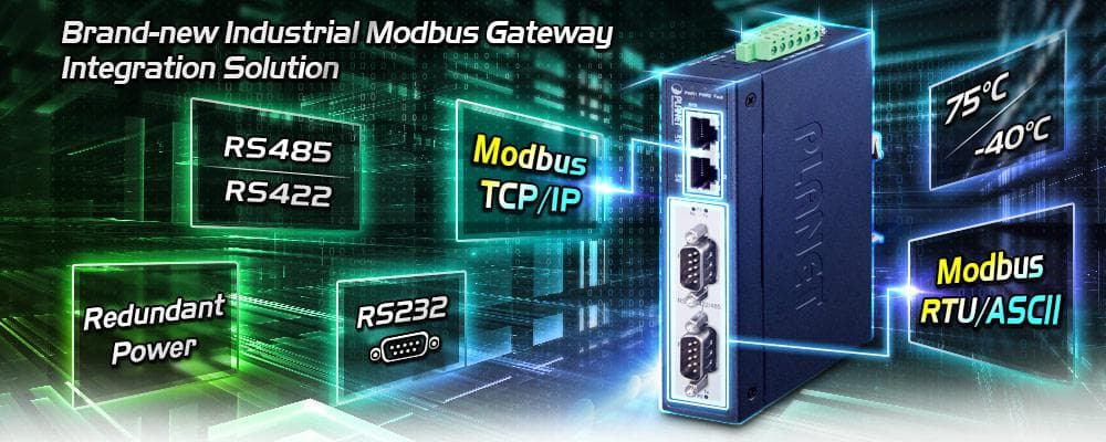 IMG-2200T — Industrial 2-Port RS232/422/485 Modbus Gateway, vista 4