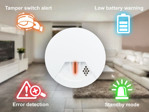 HZS-200 — Z-Wave Ceiling-mount Smoke Detector, vista 6