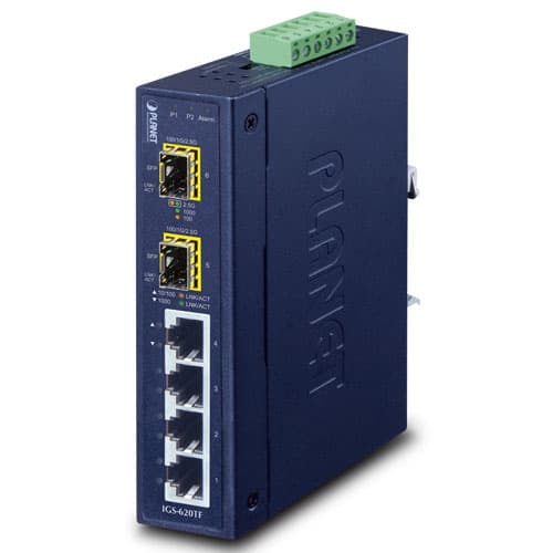 IGS-620TF — Industrial 4-Port 10/100/1000BASE-T + 2-Port 100/1G/2.5GBASE-X SFP Ethernet Switch
