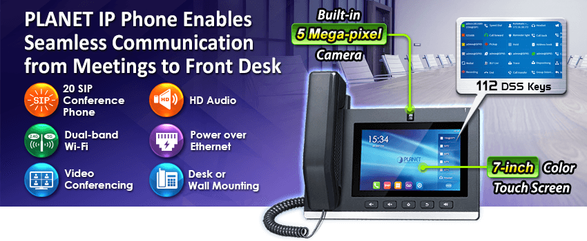ICF-2000 — 7” Smart Media Android SIP Conference Phone with Full HD Camera and Touch Screen, vista 5