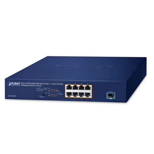 MGS-910XP — 8-Port 10/100/1000/2500T 802.3at PoE+ + 1-Port 10G SFP+ Multigigabit Ethernet Switch (120 Watts)