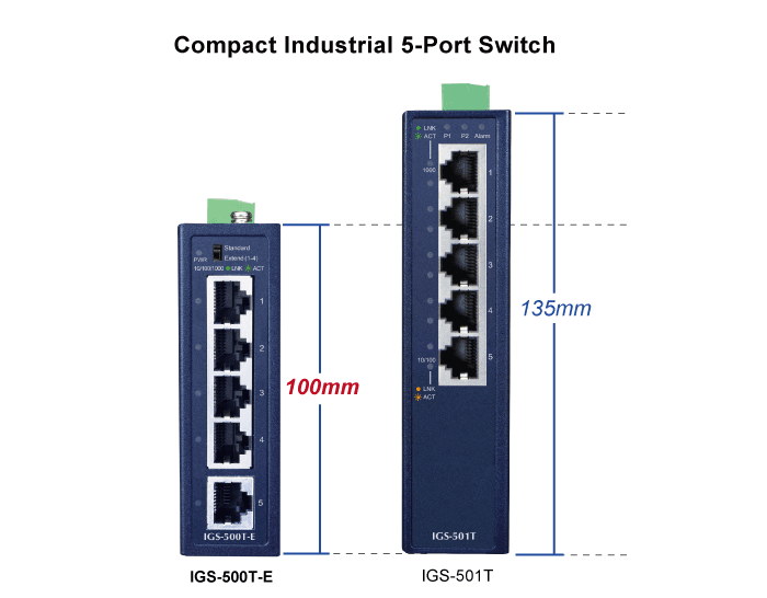 IGS-500T-E — Compact Industrial 5-Port 10/100/1000T Ethernet Switch, vista 4