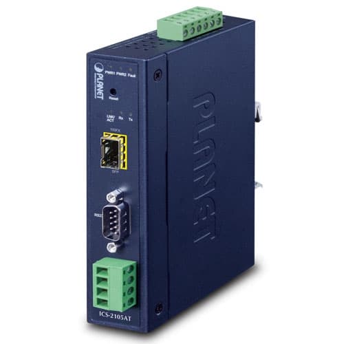 ICS-2105AT / ICS-2102T / ICS-2102TS — Industrial 1-port RS232/422/485 Serial Device Server with 1-Port 100BASE-FX SFP