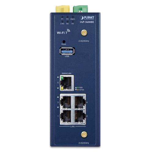 IAP-3600BE — Industrial Dual Band 802.11be 3600Mbps Wireless Access Point with 5 10/100/1000T LAN Ports, vista 3