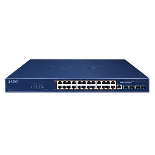 GS-4210-24UP4X — 24-Port 10/100/1000T 802.3bt PoE + 4-Port 10G SFP+ Managed Ethernet Switch, vista 2