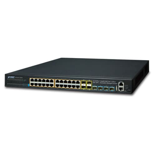 SGS-6341-24P4X — Layer 3 24-Port 10/100/1000T 802.3at PoE + 4-Port 10G SFP+ Stackable Managed Switch