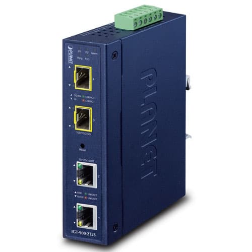 IGT-900-2T2S — Industrial 2-Port 10/100/1000T + 2-Port 100/1000/2500X SFP Managed Media Converter