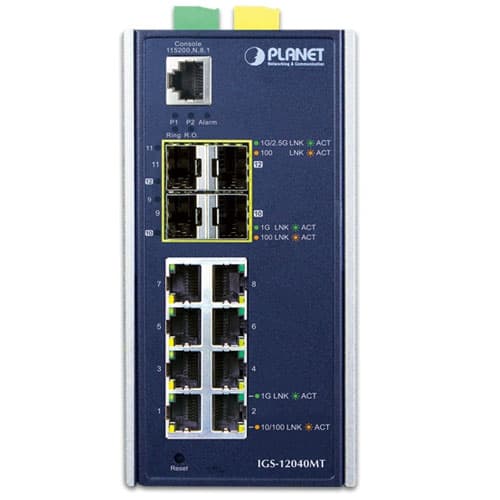 IGS-12040MT — Industrial 8-Port 10/100/1000T + 2-Port 100/1G SFP + 2-Port 1G/2.5G SFP Managed Ethernet Switch, vista 2