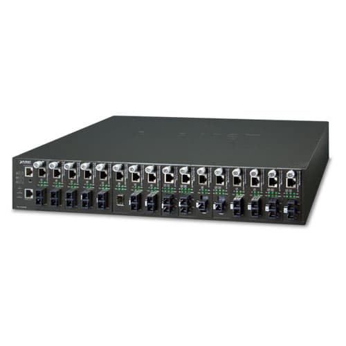 MC-1610MR / MC-1610MR48 — 16-Slot Managed Media Converter Chassis with Redundant Power Supply System