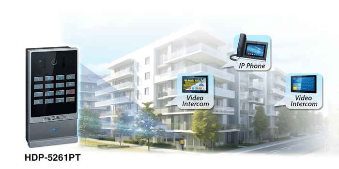 HDP-5261PT — 1080p SIP Multi-unit Vandalproof Door Phone with RFID and PoE, vista 6