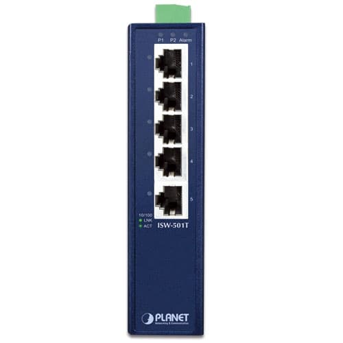 ISW-501T — 5-Port 10/100TX Industrial Fast Ethernet Switch, vista 2