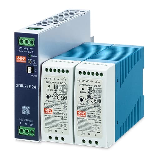PWR-40-24 / PWR-60-24 / PWR-75-24 — DC Single Output Industrial DIN-rail Power Supply Units, vista 2