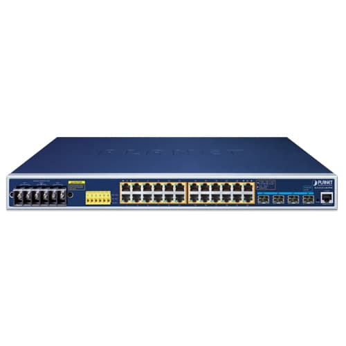 IGS-6325-24UP4X — Industrial L3 24-Port 10/100/1000T 802.3bt PoE + 4-Port 10G SFP+ Managed Ethernet Switch, vista 2