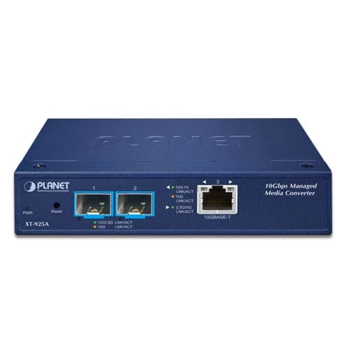 XT-925A — 1-Port 10G/5G/2.5G/1G/100BASE-T + 2-Port 10G/2.5G/1G/100BASE-X SFP+ Managed Media Converter, vista 2