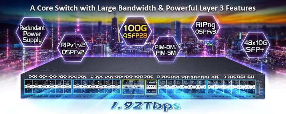 XGS-6350-48X2Q4C — Layer 3 48-Port 10G SFP+ + 2-Port 40G QSFP+ + 4-Port 100G QSFP28 Managed Switch, vista 5