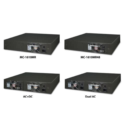 MC-1610MR / MC-1610MR48 — 16-Slot Managed Media Converter Chassis with Redundant Power Supply System, vista 3