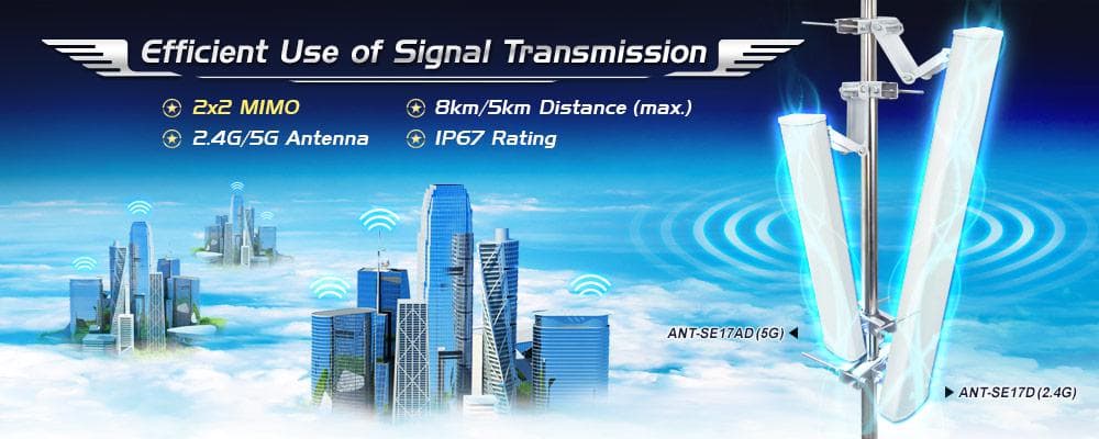 ANT-SE17D — 2x2 MIMO 2.4GHz 17dBi Sector Antenna, vista 6