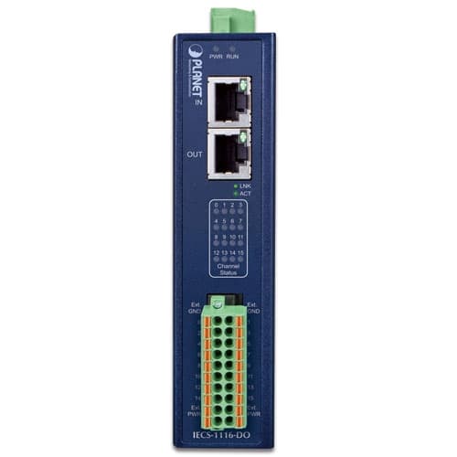 IECS-1116-DO — Industrial EtherCAT Slave I/O Module with Isolated 16-ch Digital Output, vista 2