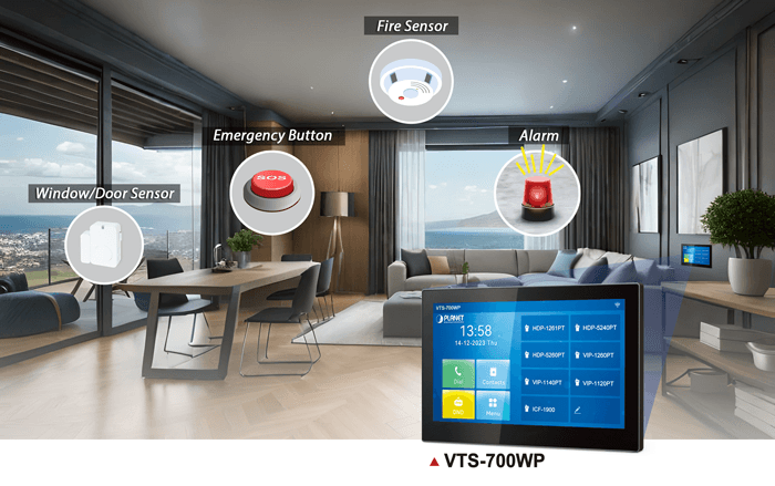 VTS-700WP — 7-inch SIP Indoor Touch Screen PoE Video Intercom with Built-in Wi-Fi, vista 9