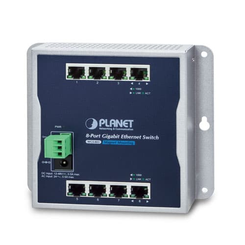 WGS-803 — Industrial 8-Port 10/100/1000T Wall-mount Switch