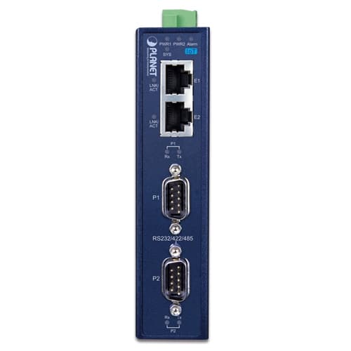 ICS-3200T — IP30 Industrial 2-Port RS232/422/485 Serial Device Server, vista 2