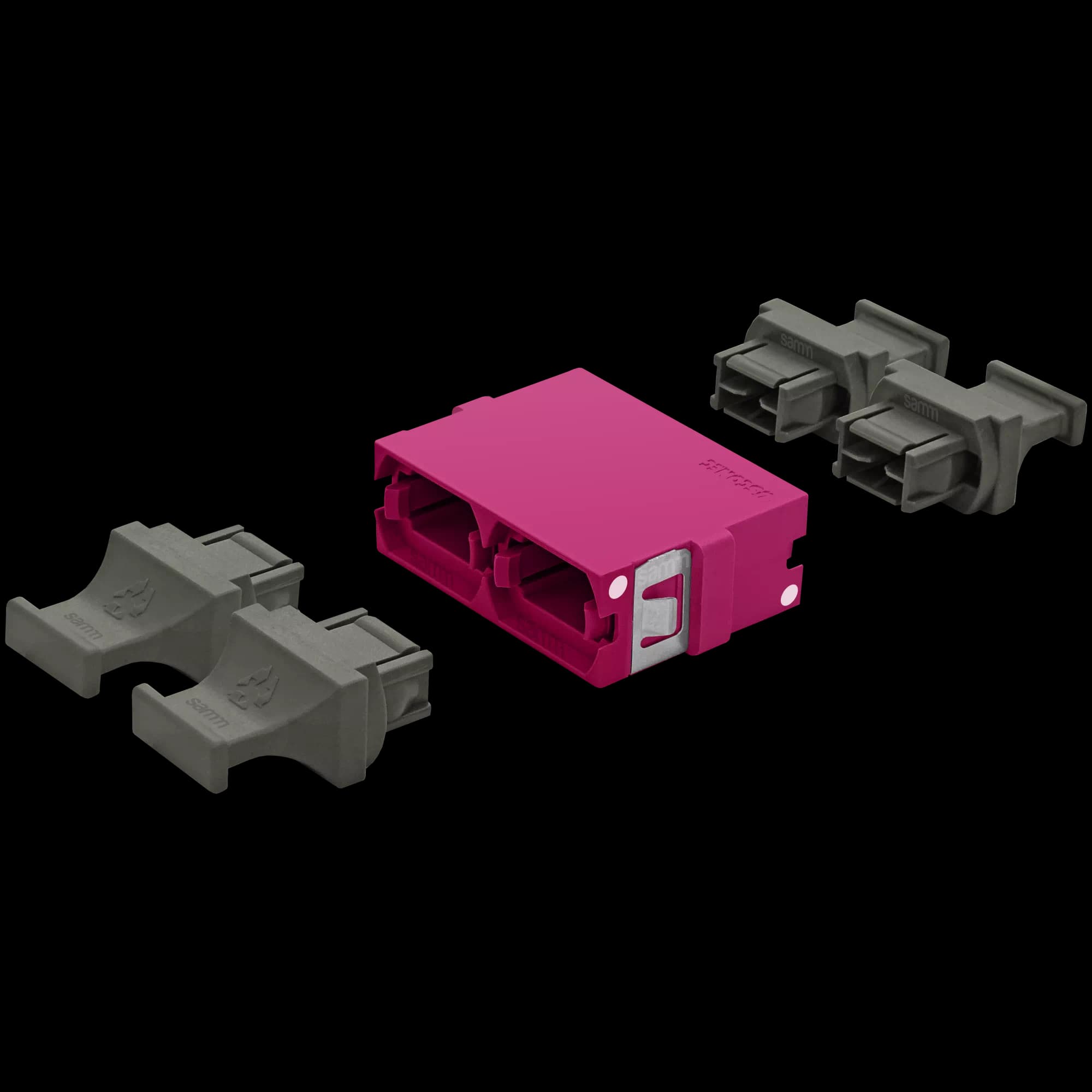 MTP Duplex Adapter | w/o Flange | Opposed Keys | 4 Dust Plugs US Conec ( 15001, 15004, 15008), vista 2