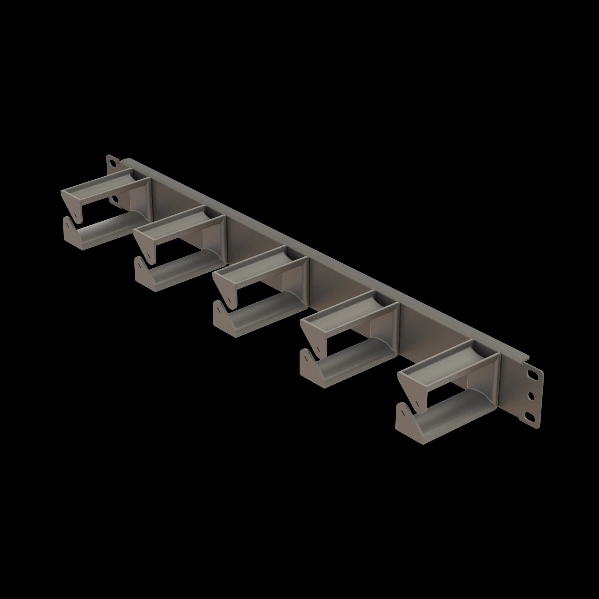 19" 1U Modular Cable Organizer | With 5 Snap In Rings, vista 2