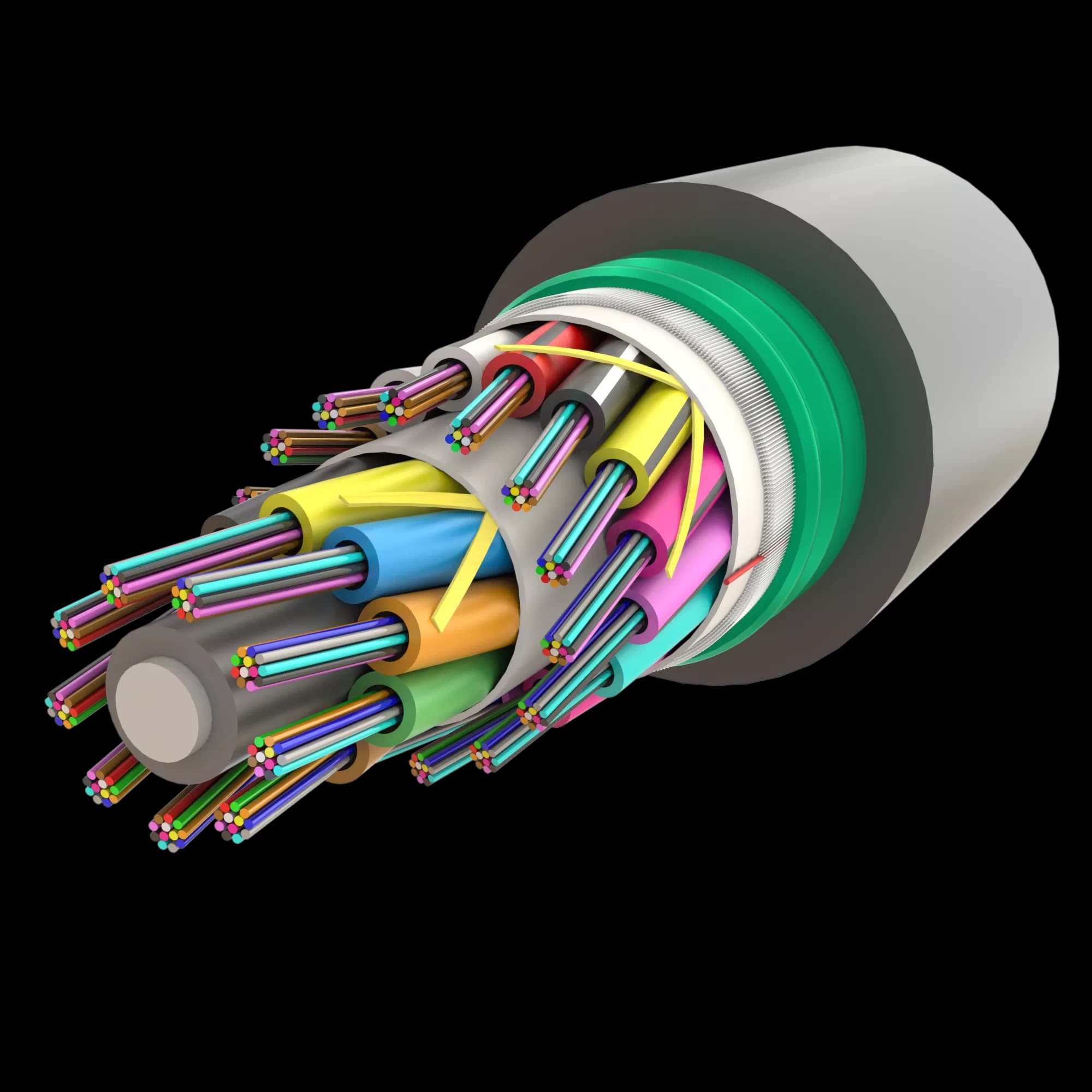 Steel Armoured Multi Loose Tube Fiber Optic Cable | Gel-Filled Dry Core | AT-D1Q(ZN-GY)(SR)2Y | 432F