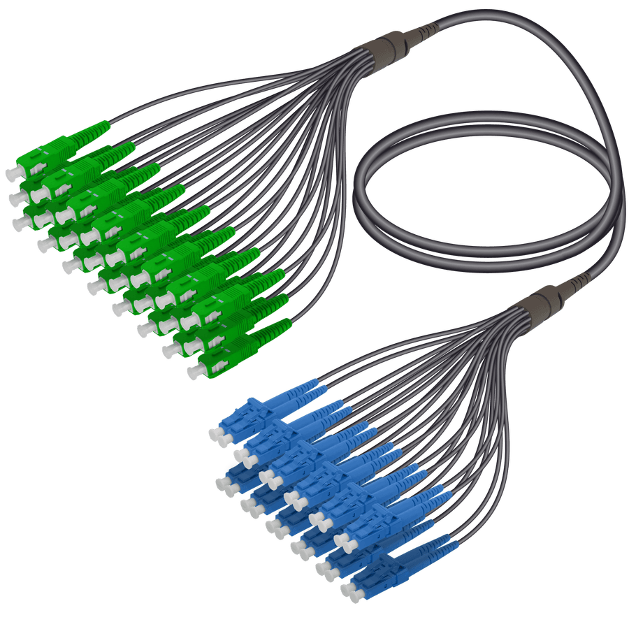 SC/APC-LC/UPC | 24 Fibers Universal Fanout | Single Mode G657.A2 | 4.8/1.8mm