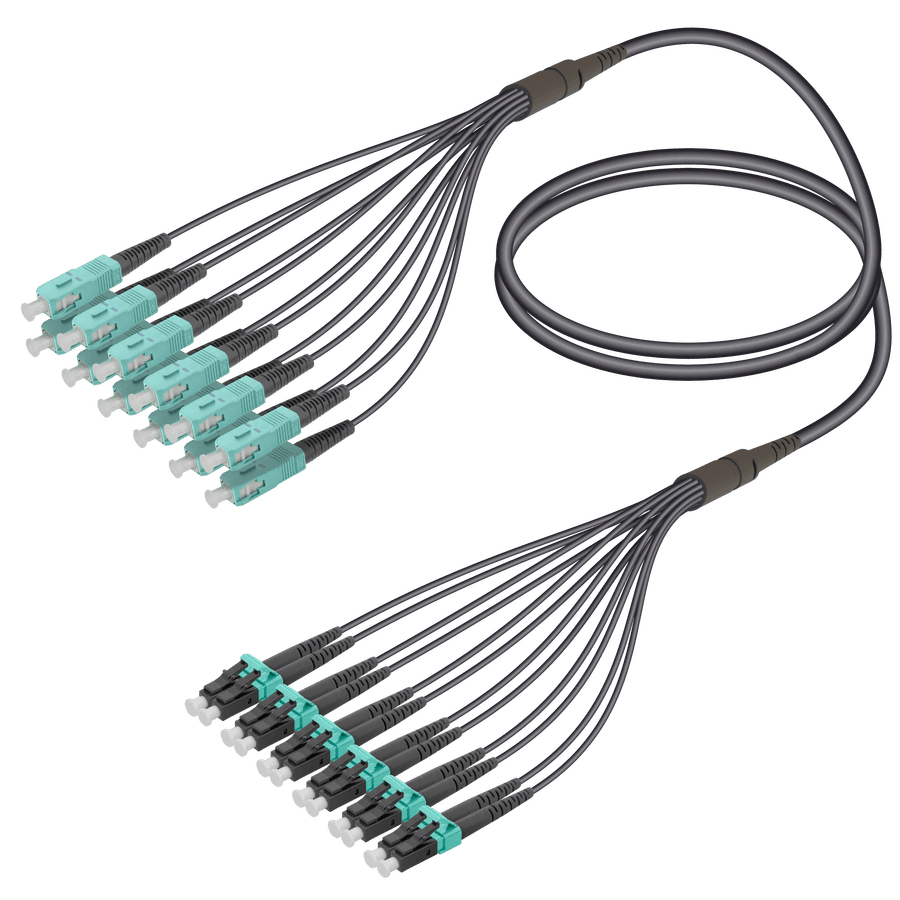 SC/UPC-LC/UPC | 12 Fibers Universal Fanout | Multi Mode G651.OM3 | 4.8/1.8mm