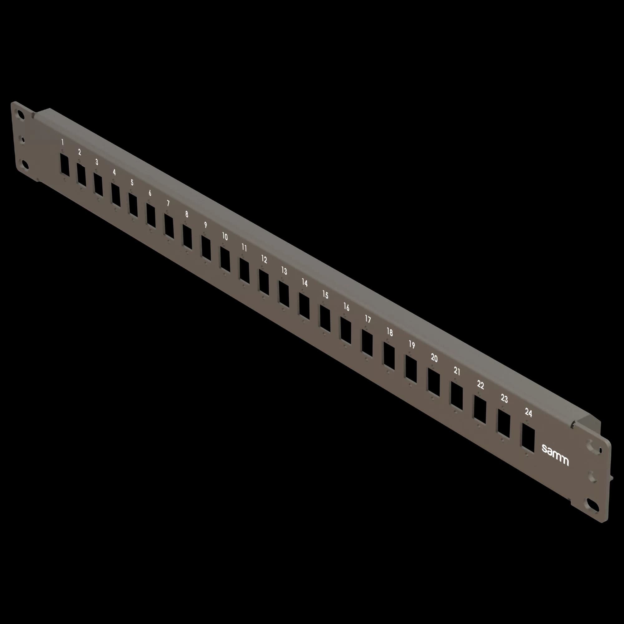 19” 1U, FP3 24 Simplex, Front Panel Frame for Fiber Adapters, Empty, Black
