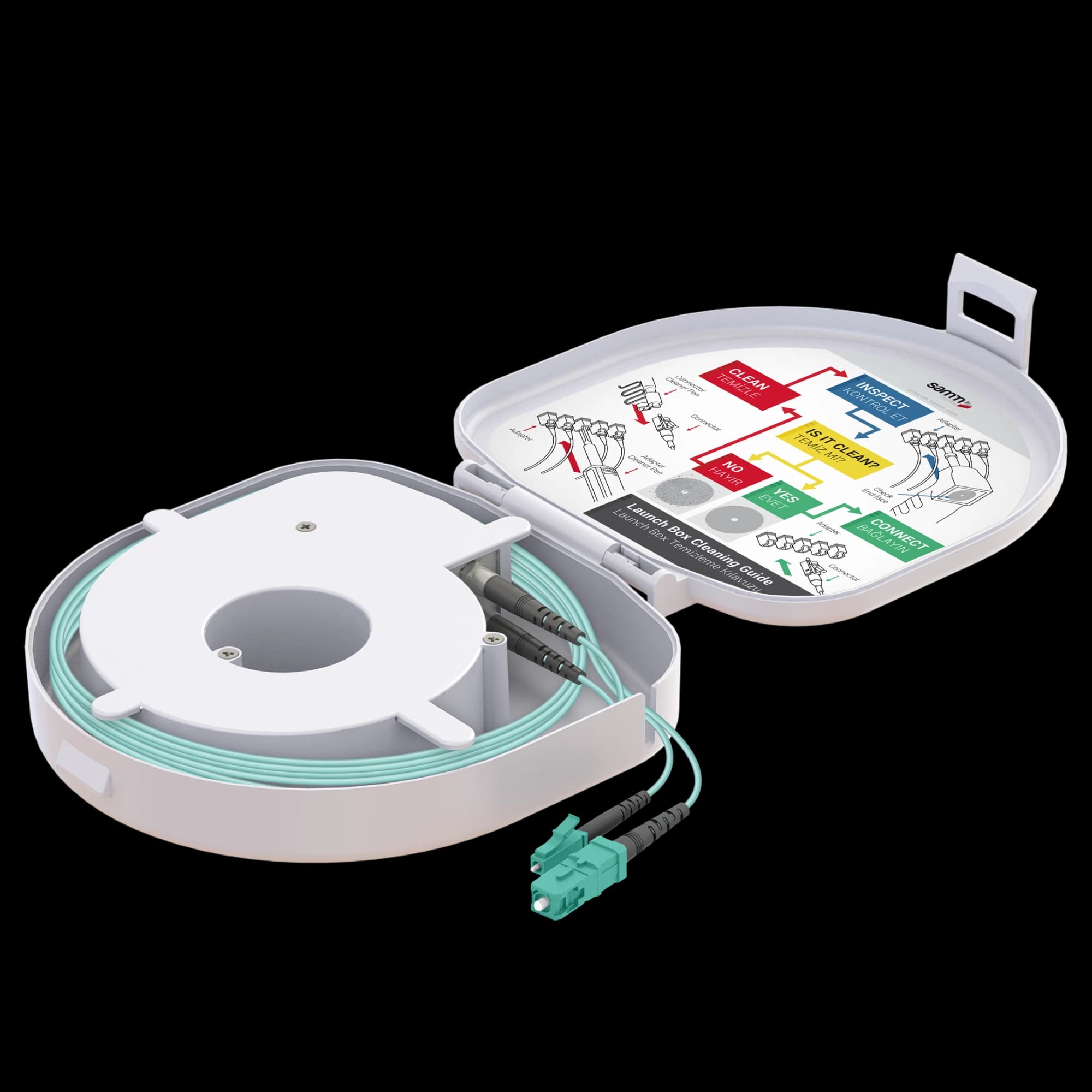 Through Type Fiber Optic OTDR Launch Box | Multi-Mode G651.OM3 | SC UPC/LC UPC | 150 meters